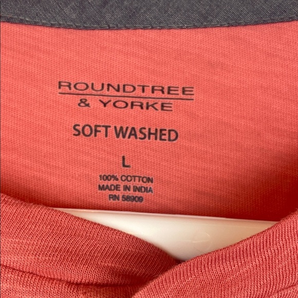 Roundtree & Yorke Red Henley Shirt cotton soft washed size L - Picture 2 of 4
